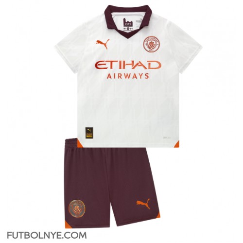 Camiseta Manchester City Visitante Equipación para niños 2023-24 manga corta (+ pantalones cortos)